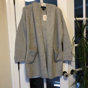 Tahari Gray Hooded Sweater Jacket
